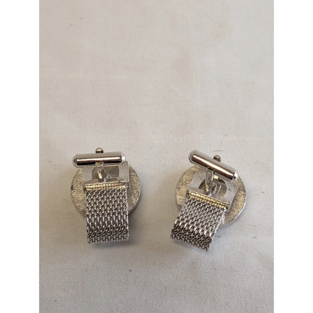 VINTAGE MESHWRAP MESH WRAP PLASTIC JANUS WEDGWOOD CAMEO TWO FACE CUFFLINKS